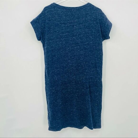 Old Navy Size Medium Navy Blue Space Dye Short Sleeve Drawstring Waist Dress - Picture 6 of 7
